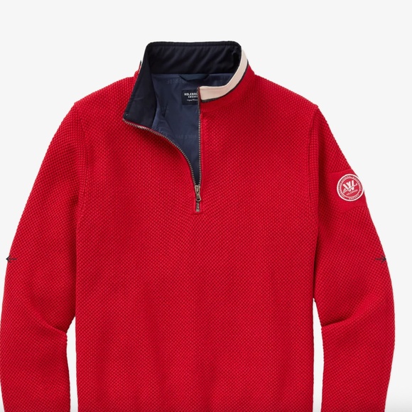 Holebrook Sweden Men's Windproof Classic Sweater Red 1/4 Zip Size XL Pullover - Picture 1 of 16